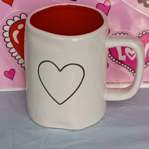 Rae Dunn Heart Design White and Red Mug and Valentine Window Clings